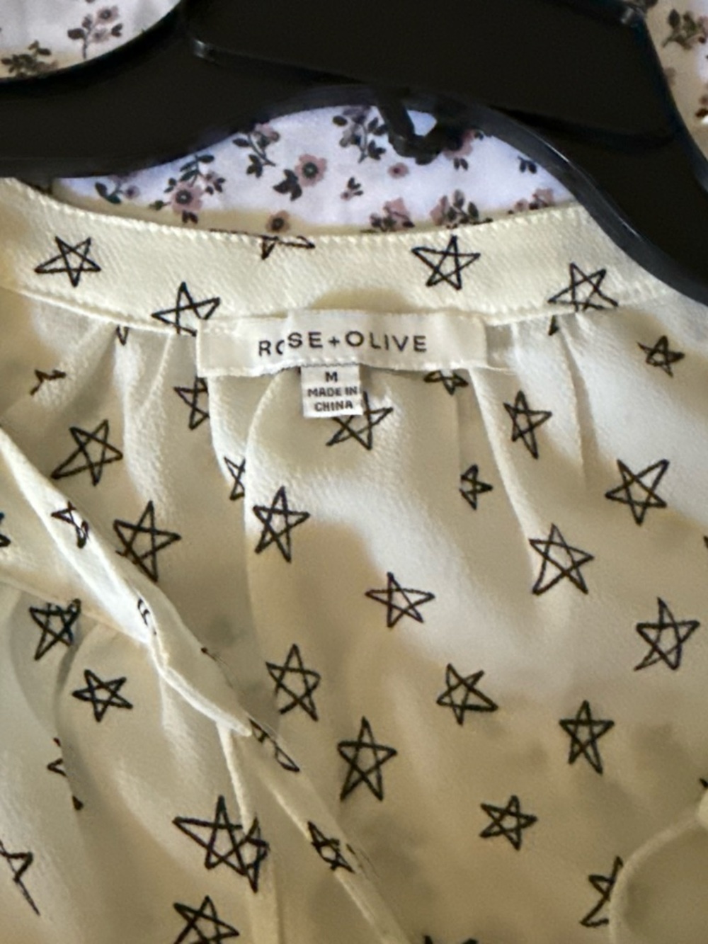 Rose & Olive Cream Dress with Black Star Print